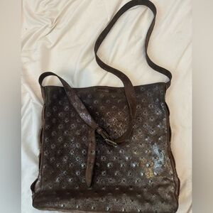 STREETS AHEAD Embossed Shimmer Leather Brown Small Tote